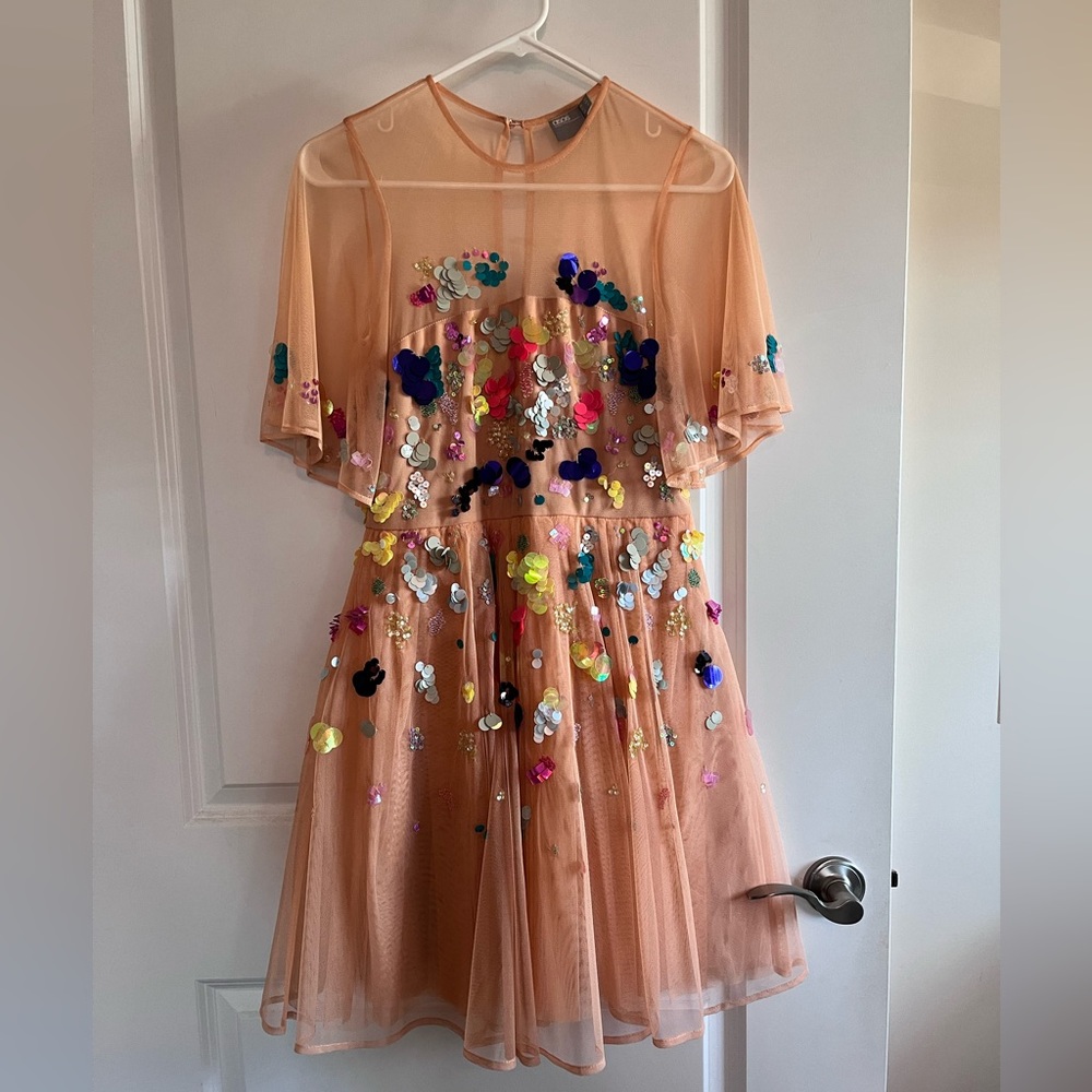 asos sequin peach dress